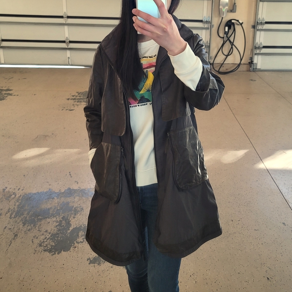 Faux Leather Utility Coat - size approx XS